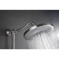 Single-Handle 4-Spray Shower Faucet 1.8 GPM With Pressure Balance Hand Shower And Soap Dish In. Brushed Nickel -Tahanbath brushed nickel tahanbath dual shower heads z w1272 81834 44 1000