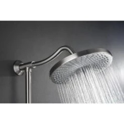 Single-Handle 4-Spray Shower Faucet 1.8 GPM With Pressure Balance Hand Shower And Soap Dish In. Brushed Nickel -Tahanbath brushed nickel tahanbath dual shower heads z w1272 81834 4f 1000