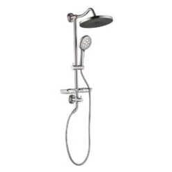 Single-Handle 4-Spray Shower Faucet 1.8 GPM With Pressure Balance Hand Shower And Soap Dish In. Brushed Nickel
