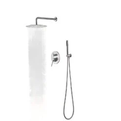 Wall Mounted Shower Dual Faucet Set For Bathroom With High Pressure 2-GPM 10 In. Stainless Steel Rain Shower Head -Tahanbath brushed nickel tahanbath dual shower heads z w2287p182585 31 1000