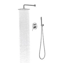 Wall Mounted Shower Dual Faucet Set For Bathroom With High Pressure 2-GPM 10 In. Stainless Steel Rain Shower Head -Tahanbath brushed nickel tahanbath dual shower heads z w2287p182585 4f 1000