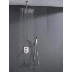 2-Spray 2 GPM Rectangle Ceiling Mounted Dual Shower System Combo Set With 16 In Shower Head In Brushed Nickel 10 2-Spray 2 GPM Rectangle Ceiling Mounted Dual Shower System Combo Set With 16 In Shower Head In Brushed Nickel -Tahanbath brushed nickel tahanbath dual shower heads z w2287p182592 1f 1000