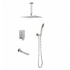 2-Spray 2 GPM Rectangle Ceiling Mounted Dual Shower System Combo Set With 16 In Shower Head In Brushed Nickel