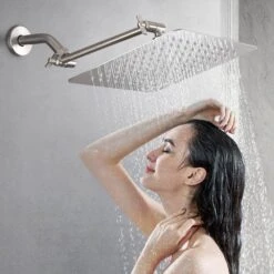 1-Spray Patterns With 2.5 GPM 12 In Wall Mount Rain Fixed Shower Head In Brushed Nickel -Tahanbath brushed nickel tahanbath fixed shower heads z w121964379 1f 1000