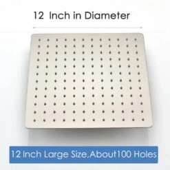 1-Spray Patterns With 2.5 GPM 12 In Wall Mount Rain Fixed Shower Head In Brushed Nickel -Tahanbath brushed nickel tahanbath fixed shower heads z w121964379 76 1000
