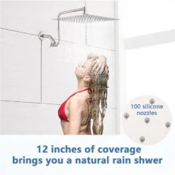 1-Spray Patterns With 2 GPM 12 In. Wall Mount Rain Fixed Shower Head In Brushed Nickel -Tahanbath brushed nickel tahanbath fixed shower heads z w1219p294044 c3 1000