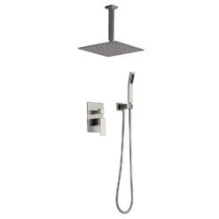 2-Spray Patterns With 0 In. 2.5 Gpm In Wall Mount Fixed Shower Head In Brushed Nickel