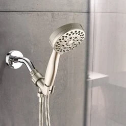 5-Spray Patterns With 2.5 GPM 5 In. Wall Mount Handheld Shower Head In Brushed Nickel -Tahanbath brushed nickel tahanbath handheld shower heads ms 5b002bn zq 66 1000