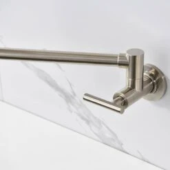 Double Handles Wall Mounted Pot Filler In Brushed Nickel -Tahanbath brushed nickel tahanbath pot fillers xy 601n zq 1f 1000