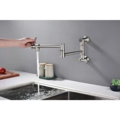 Wall Mount Pot Filler Faucet Pot Filler Faucet, Modern Brass Pot Filler Two-Attachment In Brushed Nickel 13 Wall Mount Pot Filler Faucet Pot Filler Faucet, Modern Brass Pot Filler Two-Attachment In Brushed Nickel -Tahanbath brushed nickel tahanbath pot fillers y w928 104072 31 1000