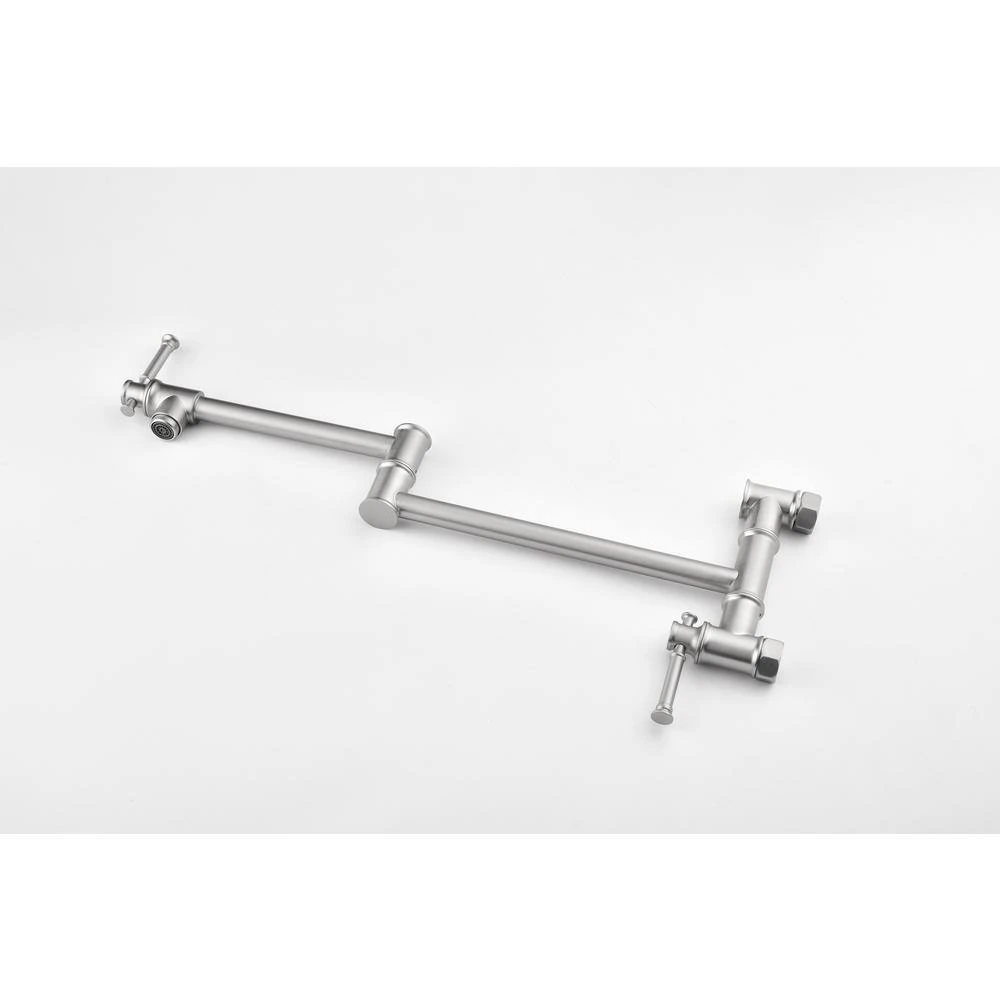 Wall Mount Pot Filler Faucet Pot Filler Faucet, Modern Brass Pot Filler Two-Attachment In Brushed Nickel 3 Wall Mount Pot Filler Faucet Pot Filler Faucet, Modern Brass Pot Filler Two-Attachment In Brushed Nickel - Image 3