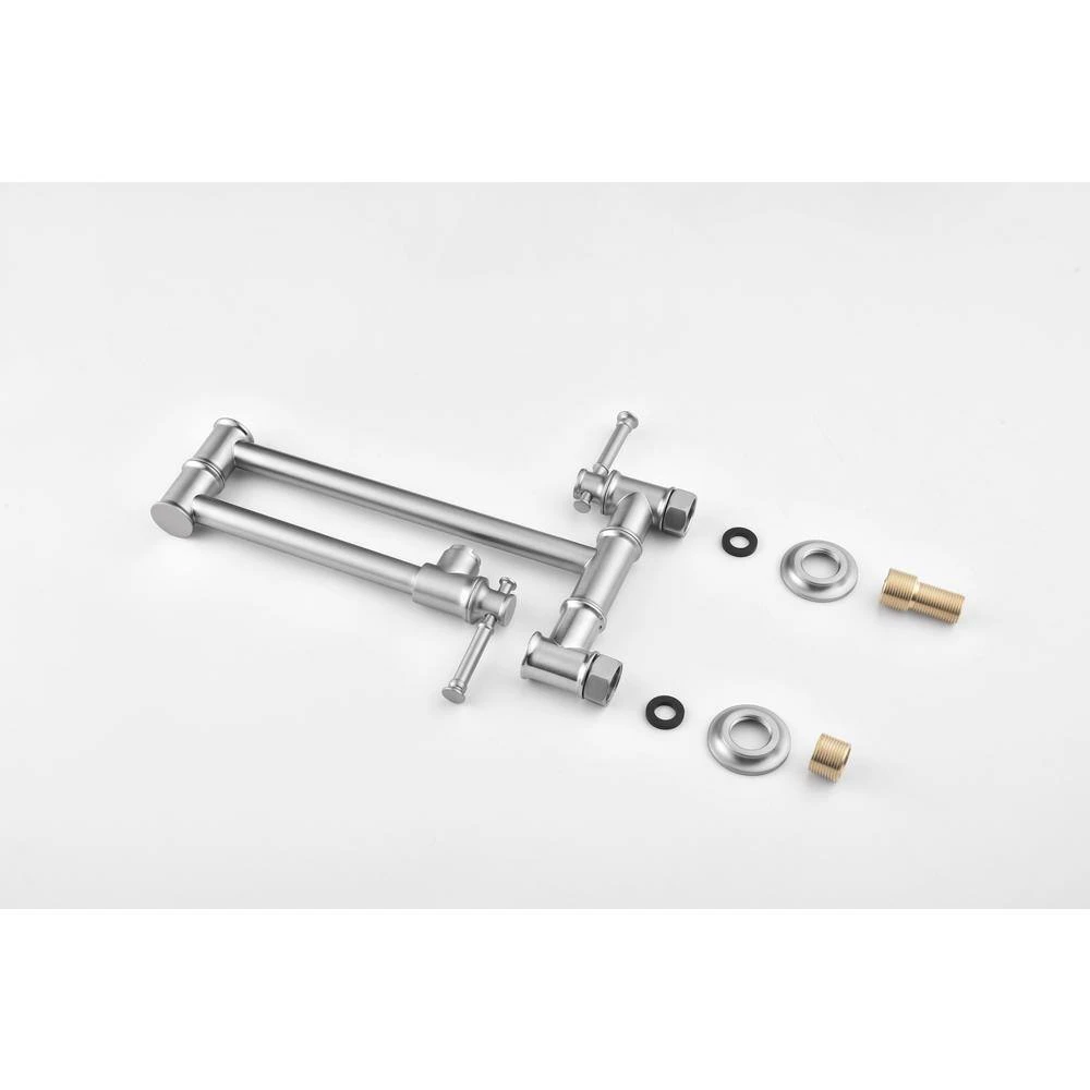 Wall Mount Pot Filler Faucet Pot Filler Faucet, Modern Brass Pot Filler Two-Attachment In Brushed Nickel 2 Wall Mount Pot Filler Faucet Pot Filler Faucet, Modern Brass Pot Filler Two-Attachment In Brushed Nickel - Image 2