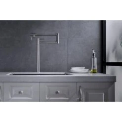 Freestanding Pot Filler Faucet With Extension Shank In Brushed Nickel -Tahanbath brushed nickel tahanbath pot fillers y w928 104109 fa 1000