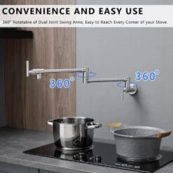 Pot Filler, Wall Mount Commercial Pot Filler Faucet, 304 SS Material Kitchen Folding Faucet, Coffee Machine Faucet -Tahanbath brushed nickel tahanbath pot fillers z w1932p300381 c3 1000