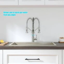6.69 In. H Single Handle Pull Down Sprayer Kitchen Faucet Single Handle In Brushed Nickel With 360° Spout Swivel -Tahanbath brushed nickel tahanbath pull down kitchen faucets kt ct xy125533n 76 1000