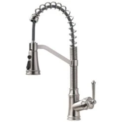 Kitchen Sink Single-Handle Pull Down Sprayer Kitchen Faucet, High Arc Faucet For Laundry Utility RV In Brushed Nickel