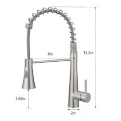Single Handle Pull Down Sprayer Kitchen Faucet 15.2 In. 360 ° Spout Swivel Stainless Steel Taps In Brushed Nickel -Tahanbath brushed nickel tahanbath pull down kitchen faucets z 1340 33n ss us c3 1000