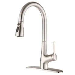 Single Handle Pull Down Sprayer Kitchen Faucet With In Brushed Nickel