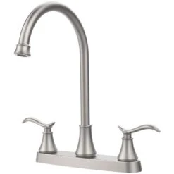 13.18 In. Brushed Nickel Single Handle High-Arc Pull-Out Kitchen Faucet With Pull-Down Sprayer 360° Spout Swivel