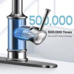 17.7 In 360° Spout Swivel Kitchen Faucet: 3-Mode Pull-Down Sprayer In Brushed Nickel -Tahanbath brushed nickel tahanbath pull down kitchen faucets z t3177p277525 fa 1000