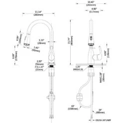 15.74 In. Kitchen Faucet With Pull Down Sprayer And 4-Spraying Modes Brushed Nickel 1 Or 3 Hole 360° Spout Swivel 19 15.74 In. Kitchen Faucet With Pull Down Sprayer And 4-Spraying Modes Brushed Nickel 1 Or 3 Hole 360° Spout Swivel -Tahanbath brushed nickel tahanbath pull down kitchen faucets z t3177p289664 d4 1000