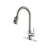 Single Handle High Arc Pull Out Kitchen Faucet, Single Level Stainless Steel Sink Faucets With Pull Down Sprayer