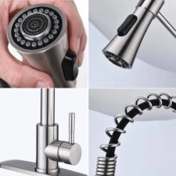 Brushed Nickle Single Handle Commercial Modern Spring High Arc Kitchen Faucet -Tahanbath brushed nickel tahanbath pull down kitchen faucets z w121753785 44 1000