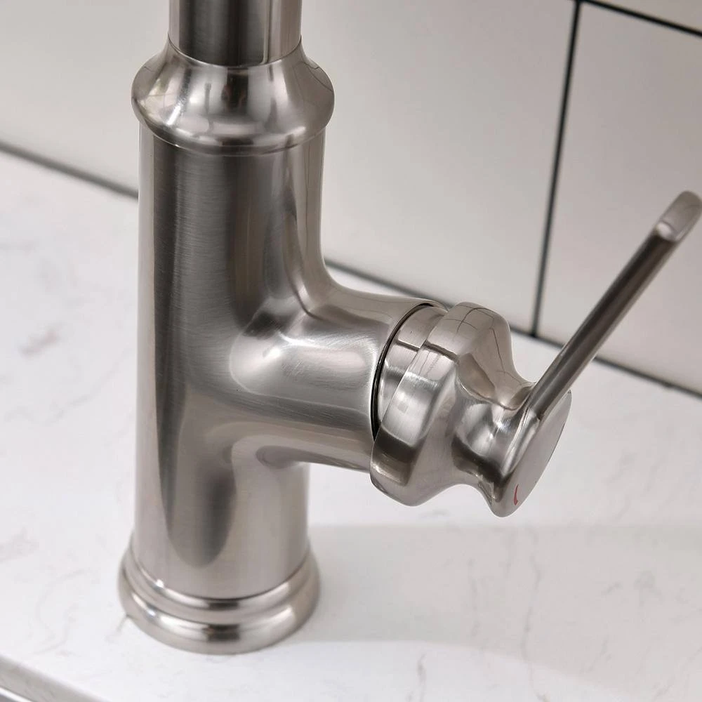 Kitchen Faucet With Pull Down Sprayer Brushed Nickel Stainless Steel Single Handle Kitchen Sink Faucets 4 Kitchen Faucet With Pull Down Sprayer Brushed Nickel Stainless Steel Single Handle Kitchen Sink Faucets - Image 4