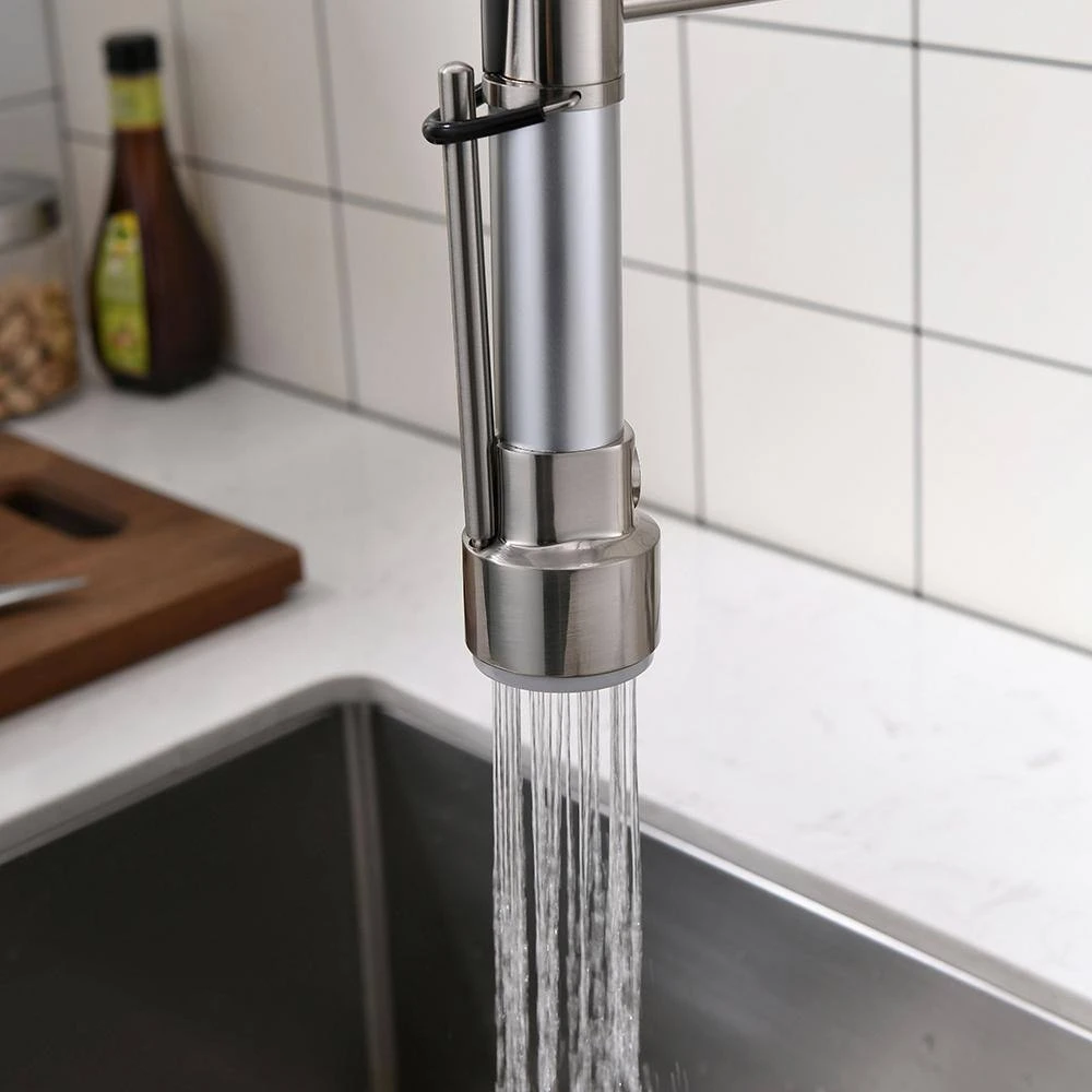 Kitchen Faucet With Pull Down Sprayer Brushed Nickel Stainless Steel Single Handle Kitchen Sink Faucets 5 Kitchen Faucet With Pull Down Sprayer Brushed Nickel Stainless Steel Single Handle Kitchen Sink Faucets - Image 5
