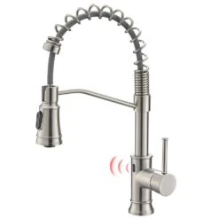 19 In. 360° Spout Swivel Touchless Kitchen Faucet, Hands Free Automatic Smart Kitchen Faucet In Brushed Nickel