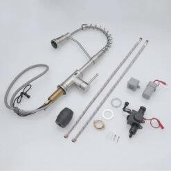 19 In. 360° Spout Swivel Touchless Kitchen Faucet, Hands Free Automatic Smart Kitchen Faucet In Brushed Nickel -Tahanbath brushed nickel tahanbath pull down kitchen faucets z w1932p154582 76 1000 1