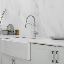 19 In. 360° Spout Swivel Touchless Kitchen Faucet, Hands Free Automatic Smart Kitchen Faucet In Brushed Nickel -Tahanbath brushed nickel tahanbath pull down kitchen faucets z w1932p154582 fa 1000 1