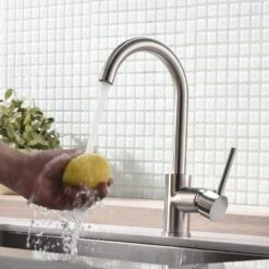 Kitchen Faucet Single Handle Commercial Single Hole Kitchen Sink Faucet, Modern 1-Hole Bar Sink Faucet -Tahanbath brushed nickel tahanbath pull down kitchen faucets z w1932p172281 44 1000