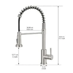 Kitchen Faucet With Pull Down Sprayer Brushed Nickel Stainless Steel Single Handle Pull Out Spring Sink Faucets -Tahanbath brushed nickel tahanbath pull down kitchen faucets z w1932p224854 76 1000
