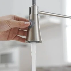 15.2 In. 360° Spout Swivel Brushed Nickel Single Handle Lever Kitchen Sink Kitchen Faucet With Pull Out Sprayer -Tahanbath brushed nickel tahanbath pull down kitchen faucets z w1932p288182 4f 1000