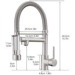 Brushed Nickel Touch 16.53 In. H Pull Down Sprayer Kitchen Faucet With 360 ° Spout Swivel -Tahanbath brushed nickel tahanbath pull down kitchen faucets z w1932p300394 4f 1000
