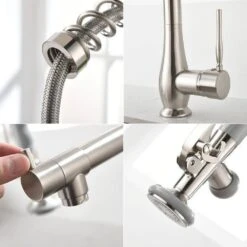 Brushed Nickel 22.8 In. H Pull Down Sprayer Kitchen Faucet With 360 ° Spout Swivel -Tahanbath brushed nickel tahanbath pull down kitchen faucets z w1932p301006 66 1000