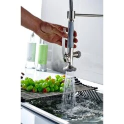 Brushed Nickel 22.8 In. H Pull Down Sprayer Kitchen Faucet With 360 ° Spout Swivel -Tahanbath brushed nickel tahanbath pull down kitchen faucets z w1932p301006 76 1000