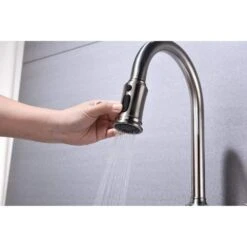 Single Handle Pull Down Sprayer Kitchen Faucet With Pull Down Sprayer In Brushed Nickel -Tahanbath brushed nickel tahanbath pull down kitchen faucets z w2287 142963 31 1000