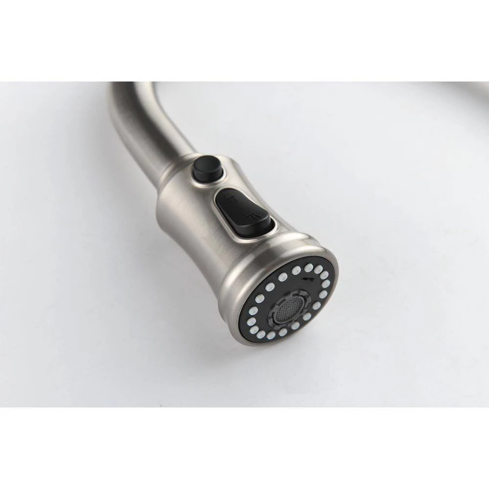 16.7 In. Single Handle Pull Out Kitchen Faucet In Brushed Nickel 360° Spout Swivel 8 16.7 In. Single Handle Pull Out Kitchen Faucet In Brushed Nickel 360° Spout Swivel - Image 8