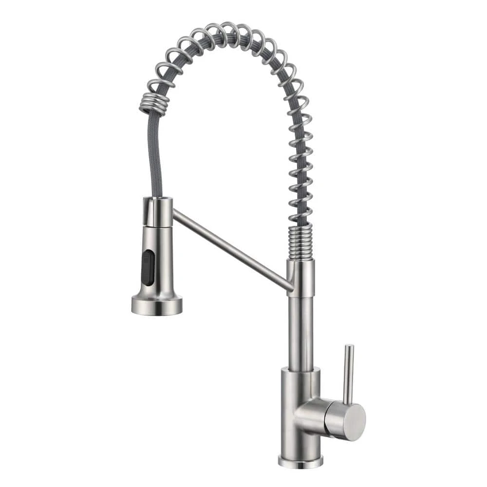 16.1 In. Single Handle Pull Down Sprayer Kitchen Faucet Single Handle 360° Spout Swivel In Brushed Nickel 1 16.1 In. Single Handle Pull Down Sprayer Kitchen Faucet Single Handle 360° Spout Swivel In Brushed Nickel