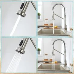 16.1 In. Single Handle Pull Down Sprayer Kitchen Faucet Single Handle 360° Spout Swivel In Brushed Nickel 16 16.1 In. Single Handle Pull Down Sprayer Kitchen Faucet Single Handle 360° Spout Swivel In Brushed Nickel -Tahanbath brushed nickel tahanbath pull down kitchen faucets zct xy125533n fa 1000