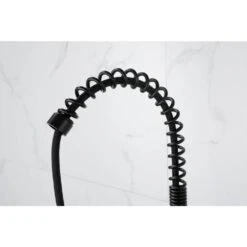 Commercial Spring Kitchen Faucets Matte Black With Pull Out Sprayer, Single Handle One Hole Kitchen Sink Faucet -Tahanbath brushed nickel tahanbath pull out kitchen faucets z th 4001mb9 4f 1000
