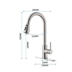 Single Handle High Arc Brushed Nickel Pull Out Kitchen Faucet, Single Level Stainless Steel With Pull Down Sprayer -Tahanbath brushed nickel tahanbath pull out kitchen faucets z th 4001ns8 44 1000