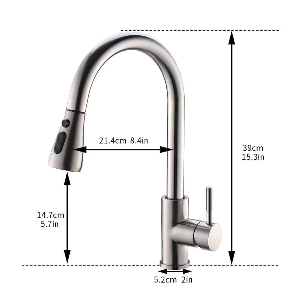 Touch-on Kitchen Faucet With Pull Out Sprayer Single Handle With 2-Way Pull Out Sprayer, Brushed Nicke 3 Touch-on Kitchen Faucet With Pull Out Sprayer Single Handle With 2-Way Pull Out Sprayer, Brushed Nicke - Image 3