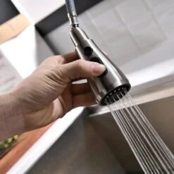 Touch-on Kitchen Faucet With Pull Out Sprayer Single Handle With 2-Way Pull Out Sprayer, Brushed Nicke 14 Touch-on Kitchen Faucet With Pull Out Sprayer Single Handle With 2-Way Pull Out Sprayer, Brushed Nicke -Tahanbath brushed nickel tahanbath pull out kitchen faucets z w1932p156237 fa 1000