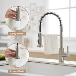 Single Handle Pull Out Sprayer Kitchen Faucet In -Tahanbath brushed nickel tahanbath pull out kitchen faucets z1325 33n 1f 1000