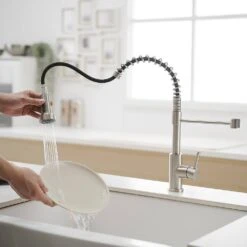 Single Handle Pull Out Sprayer Kitchen Faucet In -Tahanbath brushed nickel tahanbath pull out kitchen faucets z1325 33n 4f 1000