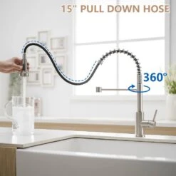 Single Handle Pull Out Sprayer Kitchen Faucet In -Tahanbath brushed nickel tahanbath pull out kitchen faucets z1325 33n fa 1000