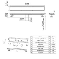 2.75 In W X 36 In D Stainless Steel Decorative Drain Cover With Brushed Nickel 16 2.75 In W X 36 In D Stainless Steel Decorative Drain Cover With Brushed Nickel -Tahanbath brushed nickel tahanbath shower drains q pzz 7001bn 36 76 1000